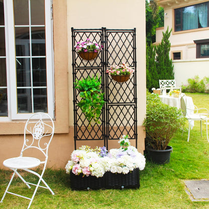 Planter with Trellis - Raised Garden Bed with Trellis 70.9" H x 31.5" L x 15.7" W, Privacy Screen Planter Box with Drainage Hole, Outdoor Raised Garden Bed for Climbing Plants Metal+PE Coated