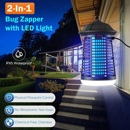 Bug Zapper Indoor Outdoor with LED Light, ZECHUAN Mosquito Killer Lantern, Electronic Fly Trap Insect Killer for Home, Backyard, Patio, Garden
