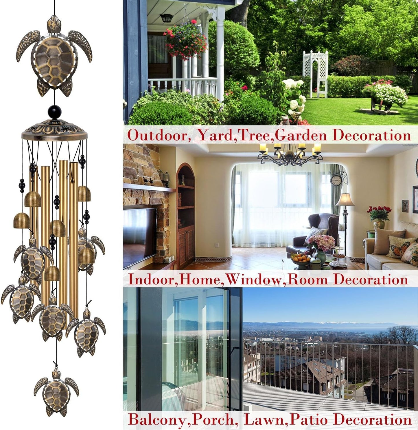 Sea Turtles Wind Chimes Decor, Mobile Blessing Wind Bells Decorate, Sympathy Wind Catcher, Memorial Gifts for Mom,Grandma,Woman (Housewarming/Outside/Indoor/Home/Room/Porch/Yard/Garden Decoration)