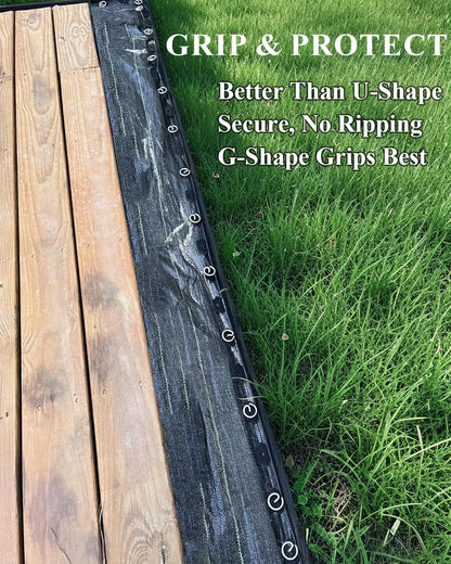 Landscape Fabric Pins 130 Pack - 6 Inch 11 Gauge Galvanized Steel Garden Stakes - Heavy Duty G-Shape Top Ground Anchor Pins for Weed Barrier Fabric, Sod, Tents, Outdoor Inflatable. (130)