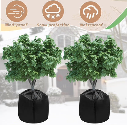 4PCS Plant Winter Protection Pot Covers, 17.7 * 21.6 Inchs Outdoor Pot Covers Pot Covers for Winter with Drawstring and Zipper Flower Pot Protection Bag for Outdoor Fruit Trees Potted Plants Shrubs