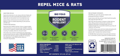 Rodent Repellent Spray, 16oz – Effective Natural Peppermint Formula Repel Mice, Rats, Squirrels, and Rodents. Safe for Indoor, Outdoor, and Car Engines. Safe for People and Pets.