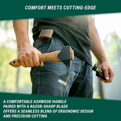 BeaverCraft Forged Adze Axe Wood Carving - Curved Woodworking Adze AX2 with Wooden Handle for Bowl Gutter - Spoon Carving Tool - Whittling Tools, Hatchet