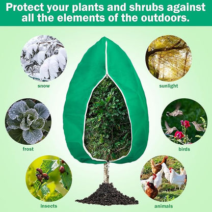 Plant Covers Freeze Protection 10 x 10 ft Extra Large Frost Cloth Plant Covers with Zipper Drawstring Winter Cold Weather Frost Blankets for Outdoor Palm Fruit Tree and Shrubs(Green)