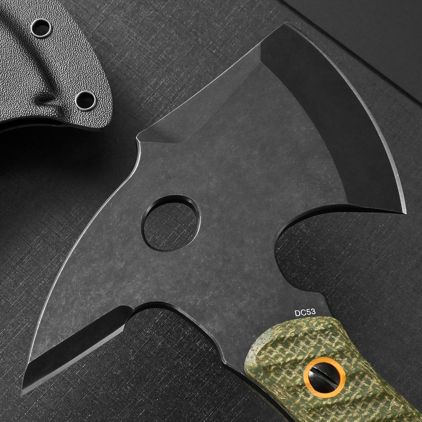 C1342 Camping Axes,DC53 Steel Blade Micarta Handle Chopping Axe Bushcraft Camping Axes Survival Hatchet Full Tang Axe for Hiking Hunting Camping Splitting Chopping Wood(Green)