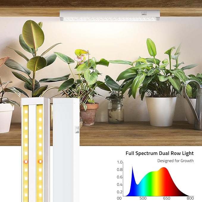 FOXGARDEN Grow Lights for Indoor Plants, 1FT 64W (8×8W) Full Spectrum LED Plant Growing Lamp, Grow Light Strip, Plug and Play, Linkable, Separate Switch, 8-Pack