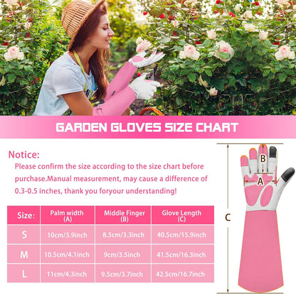 Long-Gardening-Gloves for Women/Men - Thorn Proof Rose Pruning Gloves Heavy Duty Gauntlet-L