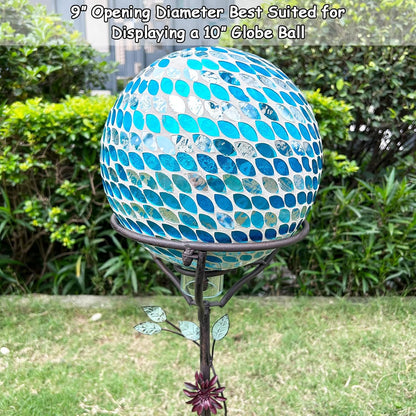 24.5"H Vintage Gazing Globe Stand, Metal Gazing Ball Holder with Cast Iron Base, Garden Gazing Ball Display Stands for 10 Inches Gazing Globes, Glass Ball Stand Holder for Indoor Outdoor Lawn Patio