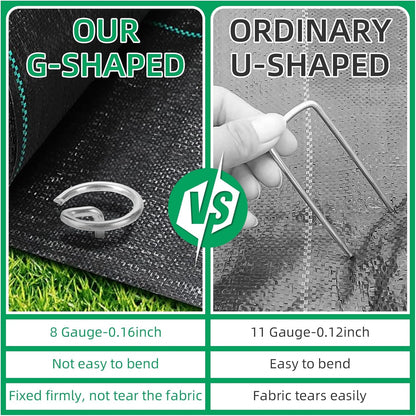 200 Pack 6 Inch Landscape Staples, Thickened 8 Gauge Circle Top Garden Stakes Heavy Duty Galvanized Landscape Fabric Pins for Securing Weed Barrier, Turf, Lawn, Fence, Tent