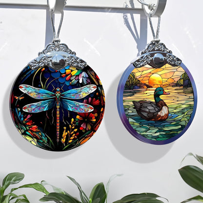 Stained Glass Christmas Ornament, Jocidea Duck Christmas Decorations, Christmas Tree Ornament, Duck Lovers Gifts, Holiday Decor and Xmas Gifts Ideas
