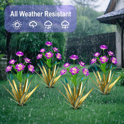 Homight Metal Agave Plant Outdoor Decoration Outdoor Garden Decoration Daffodils Flowers Mexican Yard Art Daffodils Flowers Decorative Garden Gift (3 Big Purple Daffodil)