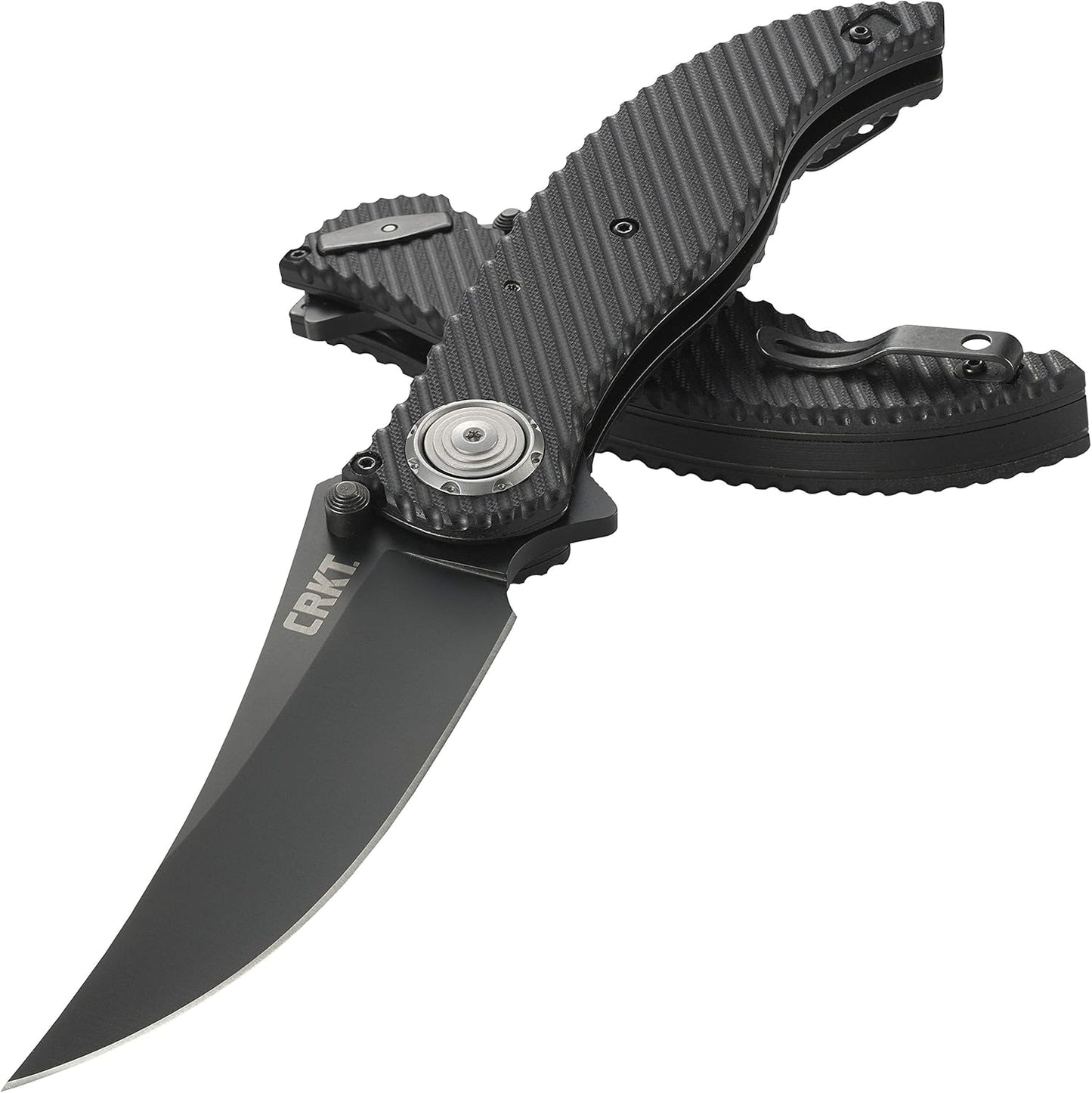 CRKT Clever Girl Folding Pocket Knife: Heavy Duty Everyday Carry, Black Blade, Flipper Open, Deadbolt Button Lock, IKBS Ball Bearing Pivot, G10 Handle 2640