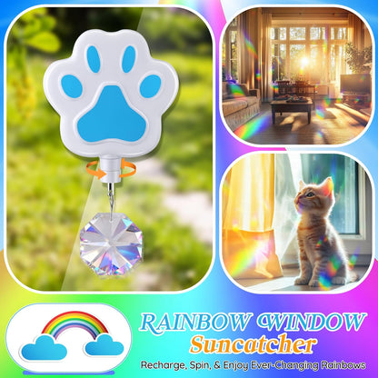 Electric Rotation Crystal Suncatcher, Rechargeable Prism Suncatcher for Pets Fun Home Window Decor, Gifts for Christmas & Birthdays with Two Crystals & Type C Cable