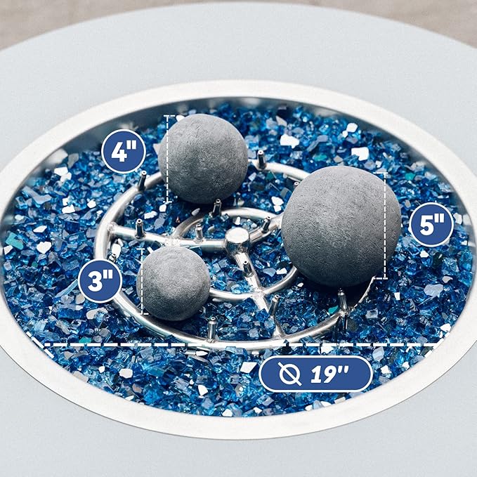 Skyflame Ceramic Balls, Set of 15 Round Fire Stones Set for Indoor and Outdoor Fire Pits or Fireplaces Accessory, 3 Inch, Gray