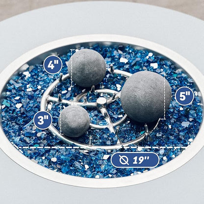Skyflame Ceramic Balls, Set of 15 Round Fire Stones Set for Indoor and Outdoor Fire Pits or Fireplaces Accessory, 3 Inch, Gray