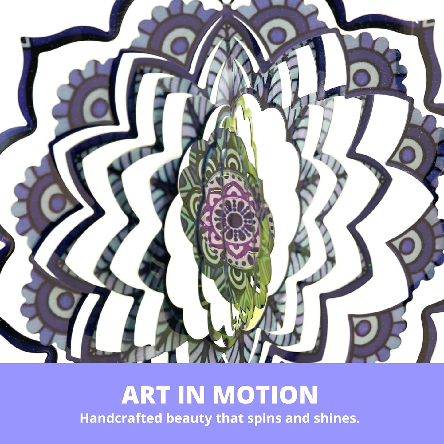 VP Home - Mandala Kinetic Wind Spinner - Hanging Garden Decor - Yard and Garden Metal Spinner - Wind Sculptures Ideal for Outdoor - Spinning Lawn Ornaments - Art Kinetic Sculpture (Purple)