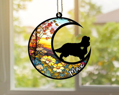 Personalized Dog Memorial, Custom Name Cavalier King Charles Spaniel Dog Christmas Ornament, Custom Breeds, Pet Loss Light Catcher, Gifts for Lovers Loss of Pet Sympathy on Mothers Day Christmas