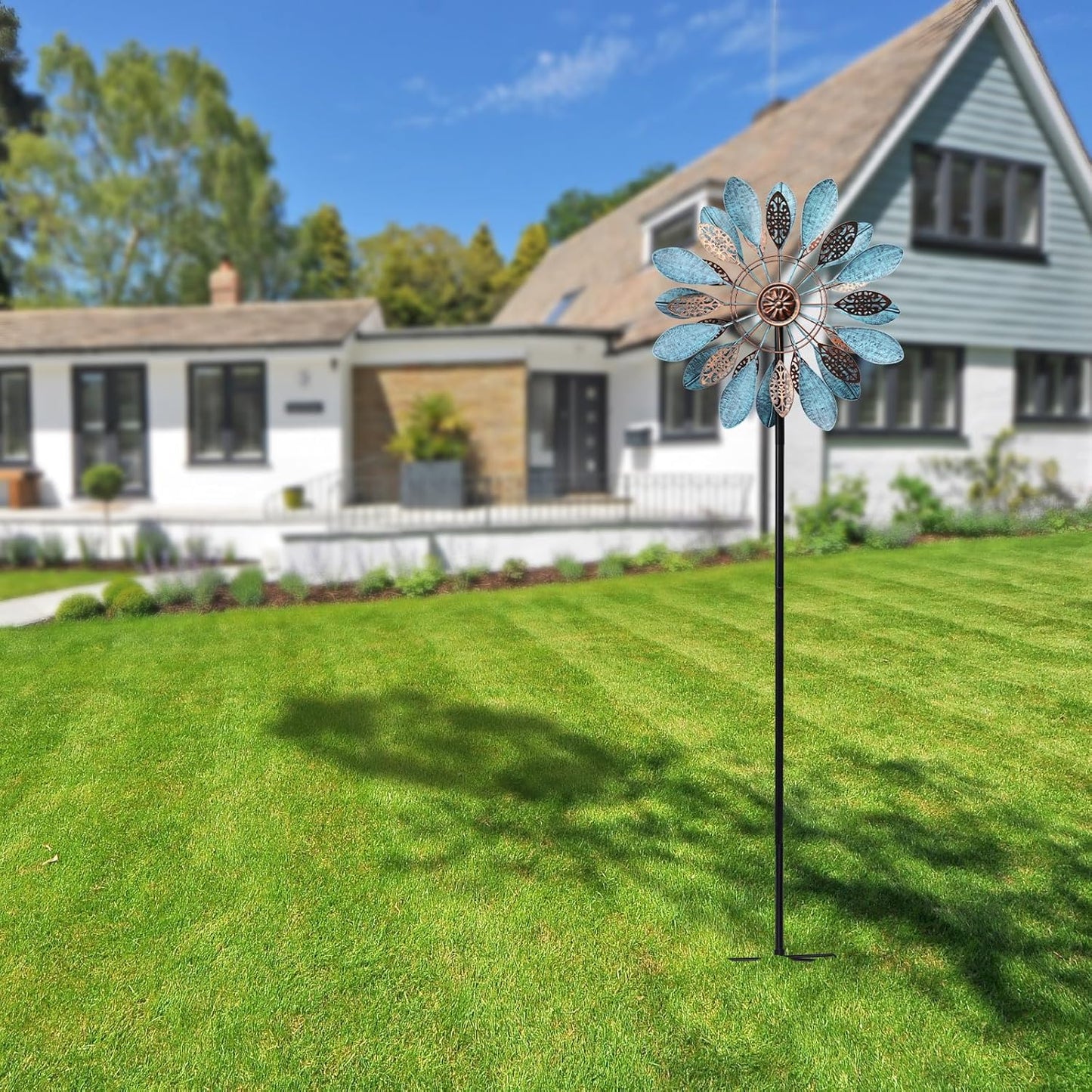 MUMTOP Wind Spinner Outdoor, 50 Inch Metal Two-Way Wind Sculptures Windmill for Yard Art, Garden Decor