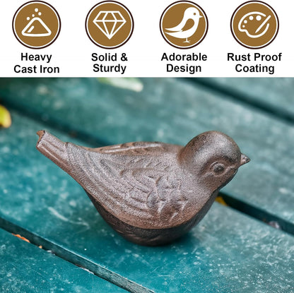 Cast Iron Bird Key Hider, Bird Statue and Keys Hiders Outside, Decorative Outdoor Hidden Keys Holder, Animal Shaped Hide a Key for Indoor Garden Yard Patio Decor, Brown
