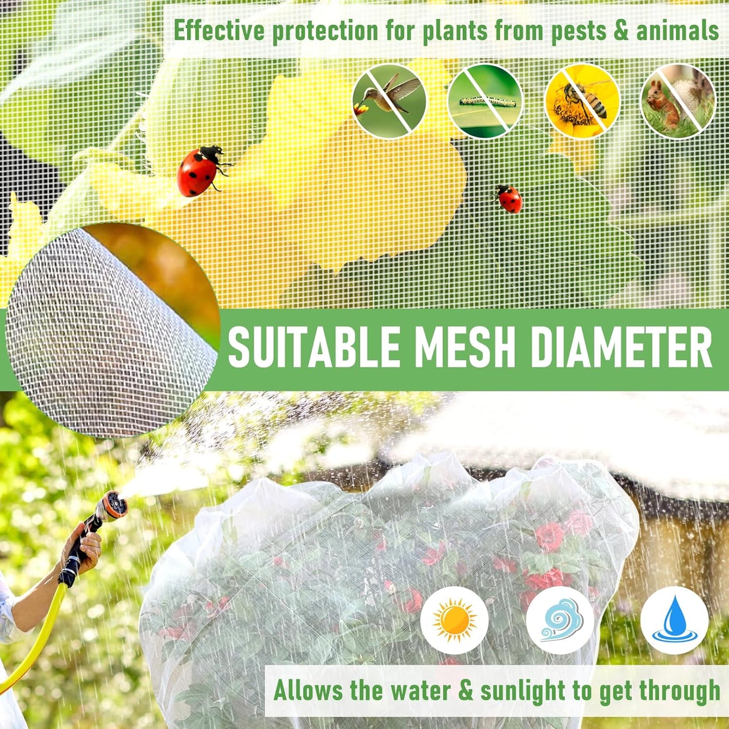 Fruit Tree Netting for Cicadas, 2Pcs 8x8 FT Plant Mesh Netting for Garden Protection with Zipper, Blueberry Bush Insect Netting Cover as Pest Barrier from Bird for Apple, Tomato