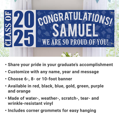 Let's Make Memories Personalized Graduation Banner Class of 2025 - Graduation Party Decorations - Congratulations Banner - Indoor/Outdoor Vinyl - Best in Class - Green - 8 ft.