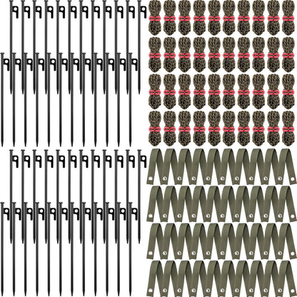 Suzile 120 Pcs Tree Stake Kit, Heavy Duty Tree Staking and Supports for Leaning Trees Include 11. 8'' Steel Stakes 15. 8'' Support Straps 13. 12 ft Rope for Anchoring Hurricane Protection (Army Green)