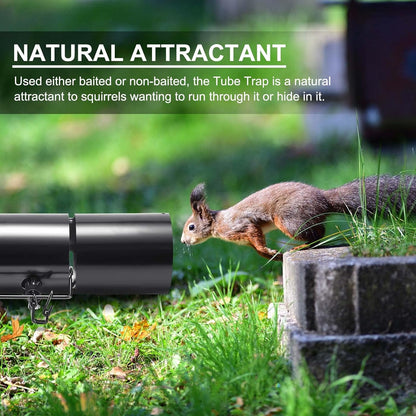 Qualirey Tube Squirrel Trap Rust Resistant Trap 4.5'' in Diameter with a Setting Tongs for Backyards Patios Gardens, Safe and Effective Pest Control Commercial and Residential Use (2 Pcs,15 Inch)