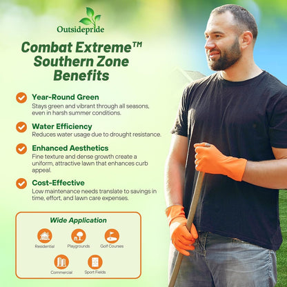 Outsidepride Combat Extreme Southern Zone Grass Seeds for Lawn - 5 lbs. SPF 30 Heat & Drought Tolerant Mix of Turf Type Fescue & Hybrid Bluegrass Seed with OptiGrowth Coating Enhanced Germination