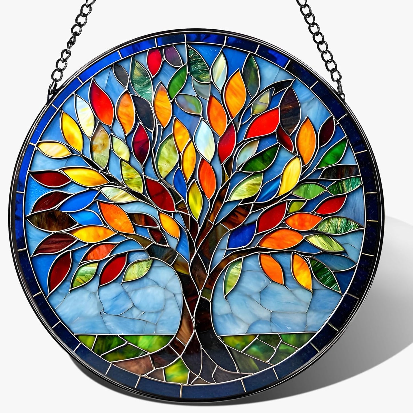 8-Inch Stained Glass Ornament, Stained Glass Window Hanging, Suncatcher Window Hanging, Home Decor, Tree of Life Ornament | Mother's Day, Christmas, Birthday, Housewarming | Gifts for Mom & Friend
