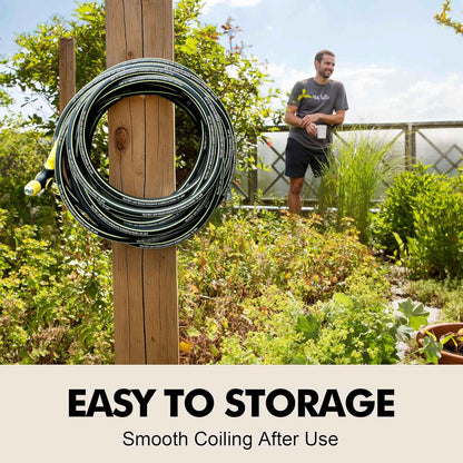 Rubber Garden Water Hose 100ft, 5/8" Leak Proof Garden Hose with Brass Connector, Flexible Hose Pipe for Lawn, Watering Cleaning & Washing
