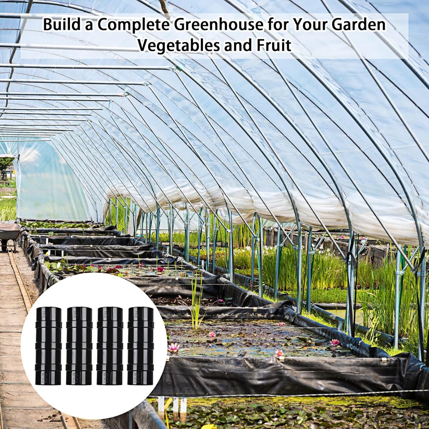 50 PCS 0.9 Inch Greenhouse Clamps Clips 23mm Plastic Black ABS Snap Clamp Tube Clip Garden Buildings Tube Clip for Greenhouse Film, Sunshade Nets, Frame Shelters (Outer Ø 1.06” inner Ø 0.9”)