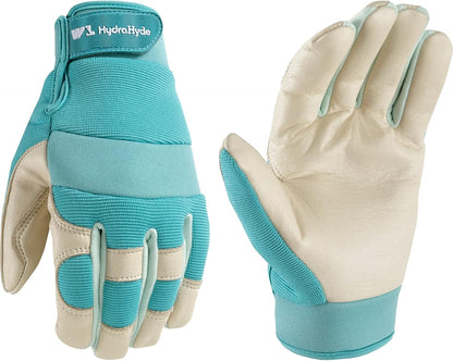 Wells Lamont Women's Hybrid Work/Gardening Gloves | Water-Resistant HydraHyde Leather | Medium (3204M)