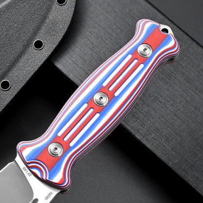 Eafengrow EF149 Fixed Blade Knife N690 Steel Blade Colorful G10 Handle Full Tang EDC Straight Knife for Hunting Camping Adventure