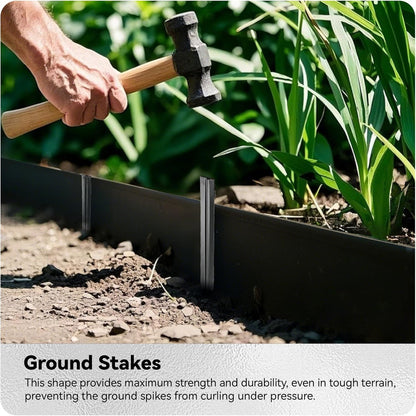 Worth Galvanized Steel Landscape Edging 10" x50' Metal Garden Edging Roll Flexible Bender Border with 16Pcs Stakes for Lawn, Flower Bed Edges, Black