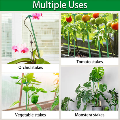 Extendable Plant Stakes, Length Scalable from 17.9IN to 42.3IN Plant Support Stake, Orchid Sticks with Clips for Indoor Outdoor,Garden Stakes for Plant,Tomato,Vegetables,Monstera,Vine - 3Pack