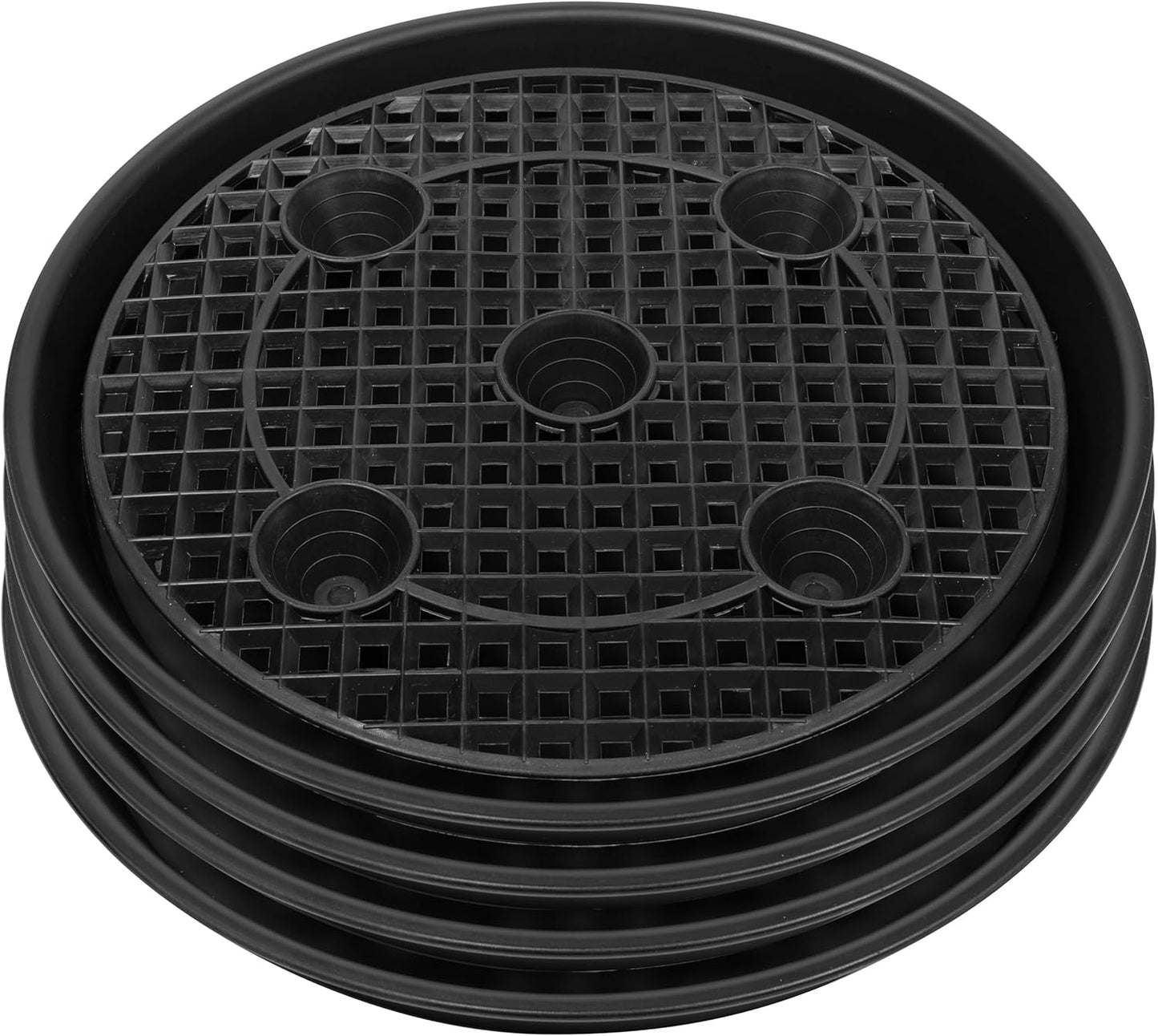 Plastic Plant Saucer Stand,4-Pack 14 inch, Elevated Plant Saucer Self-Watering Fabric Pot Base, Use Nonwoven Grow Bags, Plant Saucers Flower Pot Tray for Indoor-Outdoo and Grow Tents Greenhouses