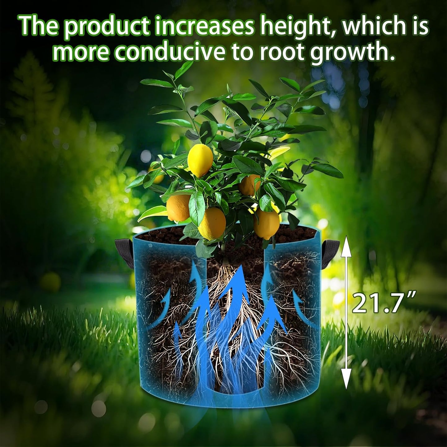 2-Pack 50 Gallon Plant Grow Bags, Thickened Nonwoven Fabric Pots with Handles,Durable Garden Planters Aeration Gardening Container to for Plants, Vegetables, and Flowers