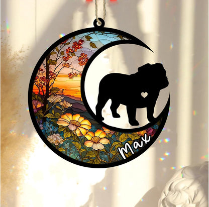 Personalized Dog Memorial, Custom Name Bulldog Dog Christmas Ornament with Name, Custom Breeds, Pet Loss Light Catcher, Gifts for Lovers Loss of Pet Sympathy on Mothers Day Christmas