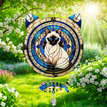 Siamese Cat Wind Spinner, Siamese Cat Wind Spinner Hanging for Yard and Garden