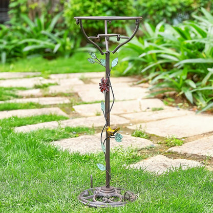 24.5"H Vintage Gazing Globe Stand, Metal Gazing Ball Holder with Cast Iron Base, Garden Gazing Ball Display Stands for 10 Inches Gazing Globes, Glass Ball Stand Holder for Indoor Outdoor Lawn Patio