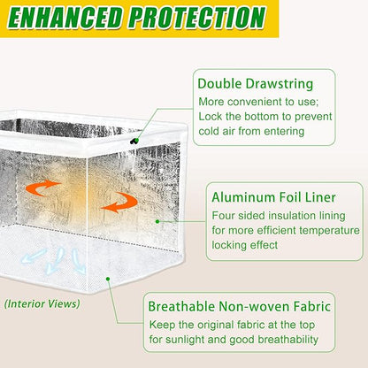 2 Pack Plant Covers Freeze Protection for Raised Garden Beds, Rectangular Winter Plant Frost Cloth with Insulated Liner and Drawstring, Garden Bed Frost Protection Blanket for Winter Outdoor Plants