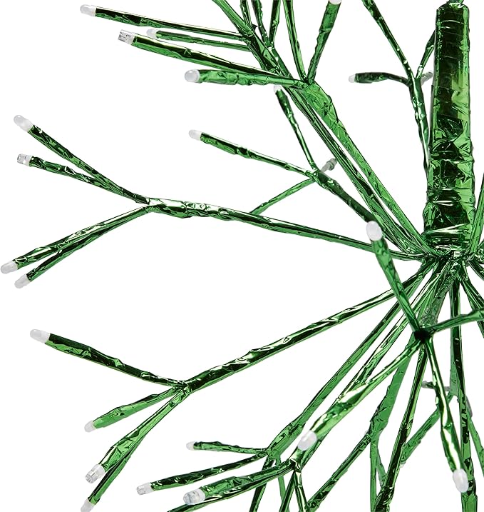 Alpine Corporation 16"H Indoor Holiday 3D Snowflake Hanging Ornament with LED Lights, Green , Christmas Decoration