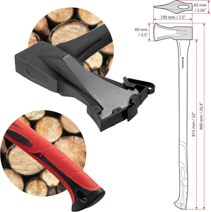 INTERTOOL 36-Inch Wood Splitting Maul | Heavy Duty Axe for Firewood Logs | Shock Absorbing Fiberglass Handle & Sheath | HT-0275