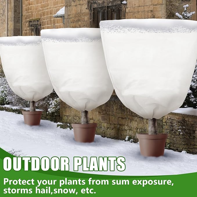 NNG 3PCS Winter Plant Covers Freeze Protection 39.4x39.4Inch Frost Blanket Shrub Covers with Zipper Drawstring Plant Protector Shrub Jacket Winter Tree Cover for Outdoor Plants, Shrub Potted Plants
