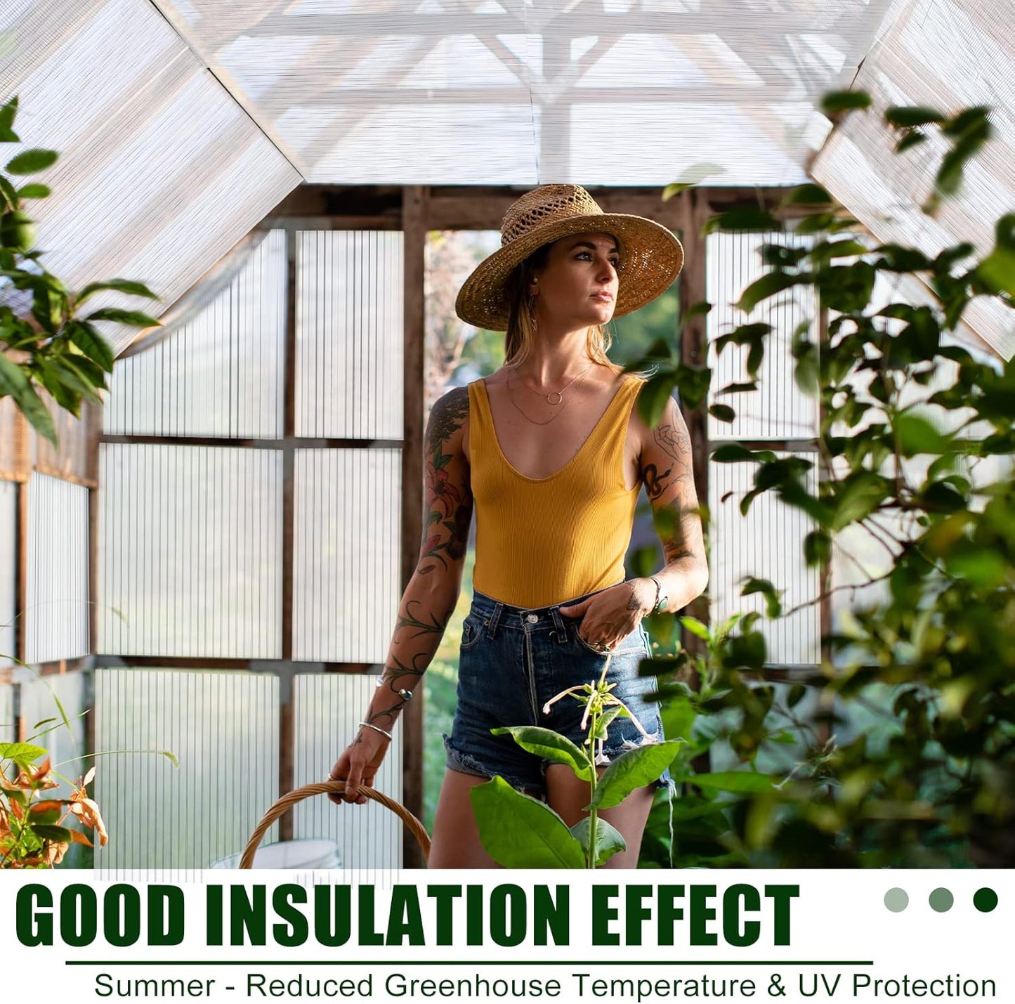 Tatuo 12 Pack 4' X 2' X 0.16'' Polycarbonate Greenhouse Panels Polycarbonate Sheets Twin-Wall Roof Panels Waterproof UV Protected Clear Corrugated Plastic Roofing for Greenhouse Replacement