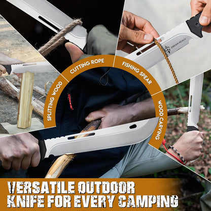 Dream Reach Heavy Duty Machete - Portable Full Tang Outdoor Survival Knife with Sheath Strap for Camping Hiking Gift for Men 9.8 Inches