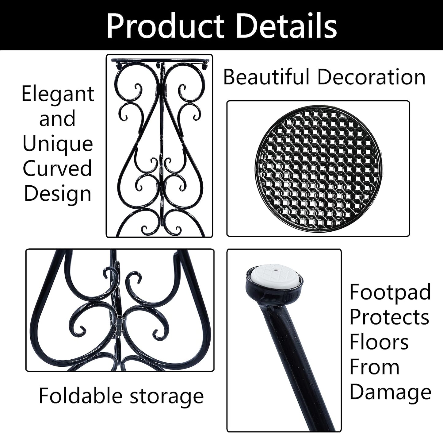 Metal Plant Stand Indoor Outdoor, Single Flower Pot Stands 22.5 Inch Tall, Planter Pedestal Holder for Patio Corner Garden Porch Farmhouse, Black(1 Pack)