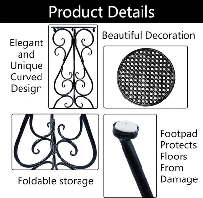 Metal Plant Stand Indoor Outdoor, Single Flower Pot Stands 22.5 Inch Tall, Planter Pedestal Holder for Patio Corner Garden Porch Farmhouse, Black(1 Pack)