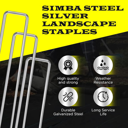 250 Pack x 6 Inch Landscape Staples Galvanised, Fabric Pins, 11 Gauge, Garden Staples, Tent Stakes, Fabric Pins for Lawn, Fence, Tent, Decoration, Weed Barrier, Outdoor. (250 x 6in)