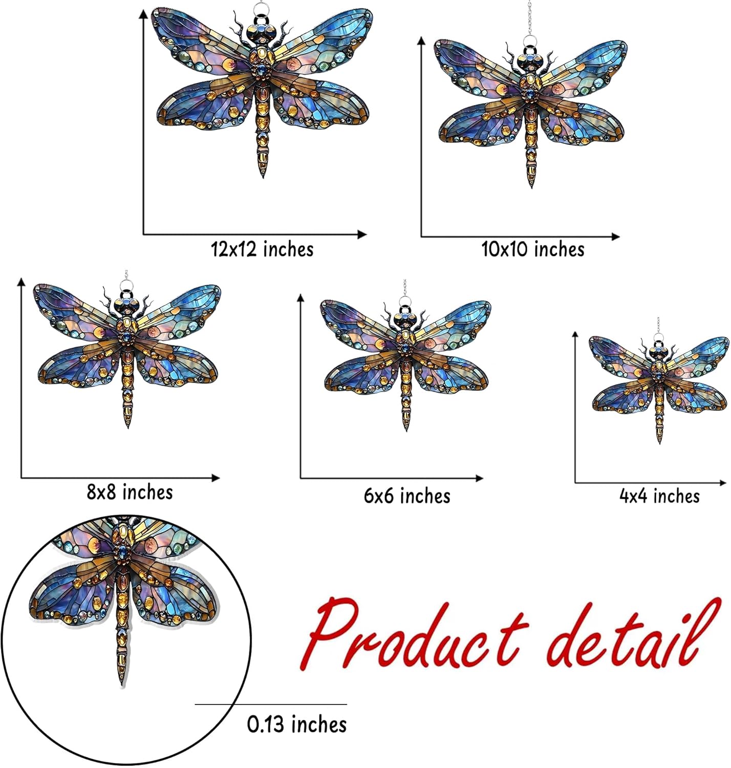 Boho Dragonfly Acrylic Suncatcher Stained Glass Effect Window Car Hanging Christmas Ornament Indoor Outdoor Decor Garden Sun Catcher Panel for Dragonfly Lover for Women Mom Grandma